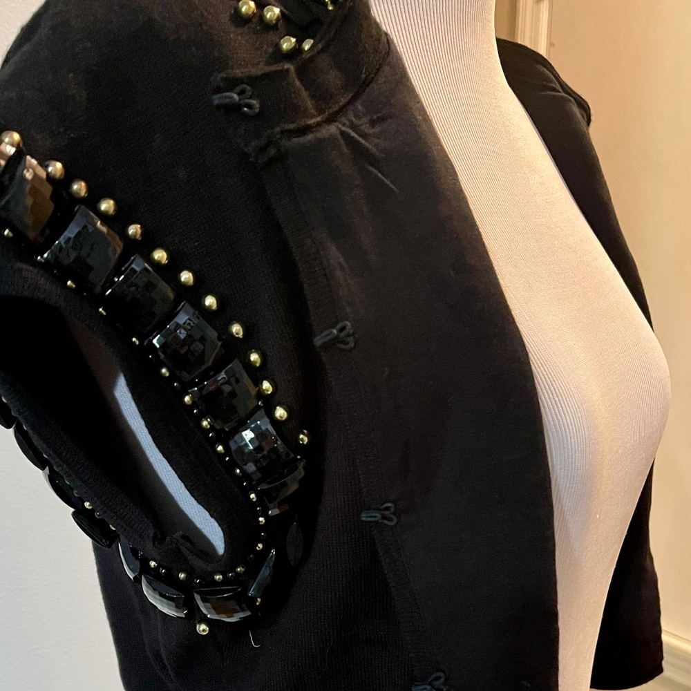 Milly Of New York Beaded Bolero Style Sweater in Black - Picture 3 of 12